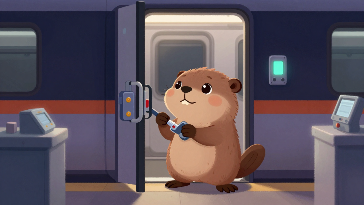 전동차입출창검사원 직업 종사자가 업무를 수행하는 모습