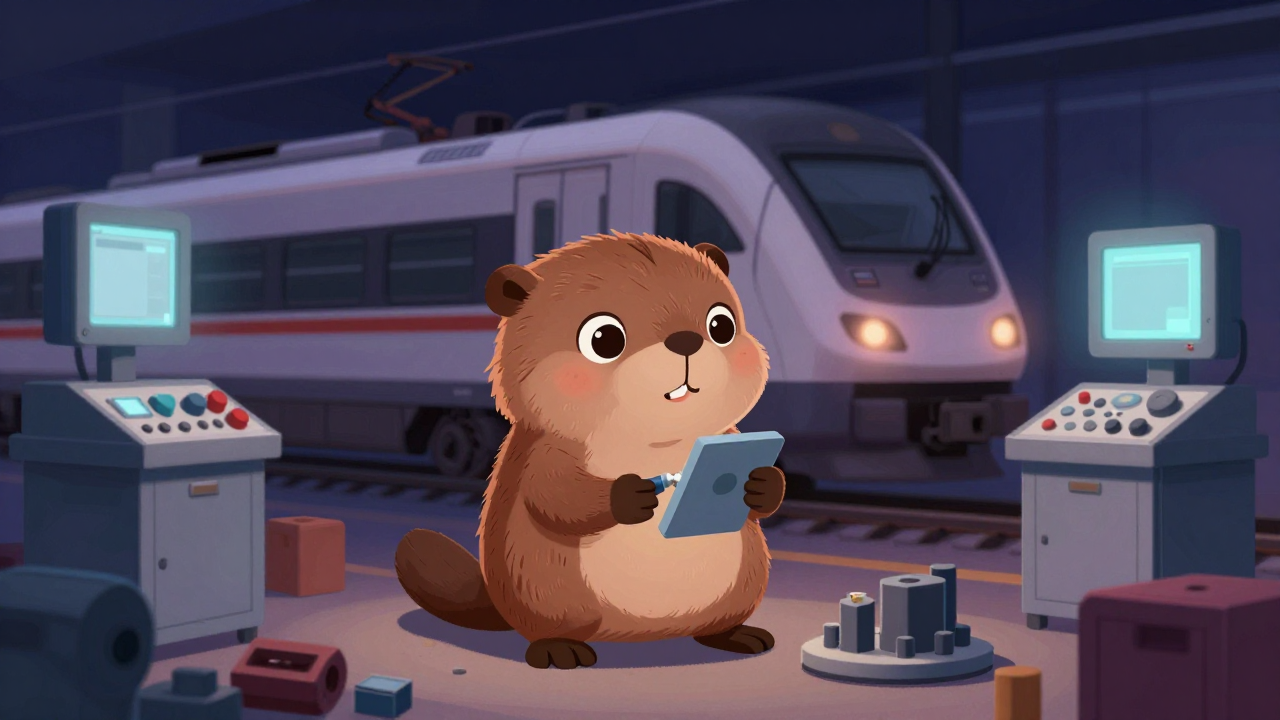 전동차정비원 직업 종사자가 업무를 수행하는 모습