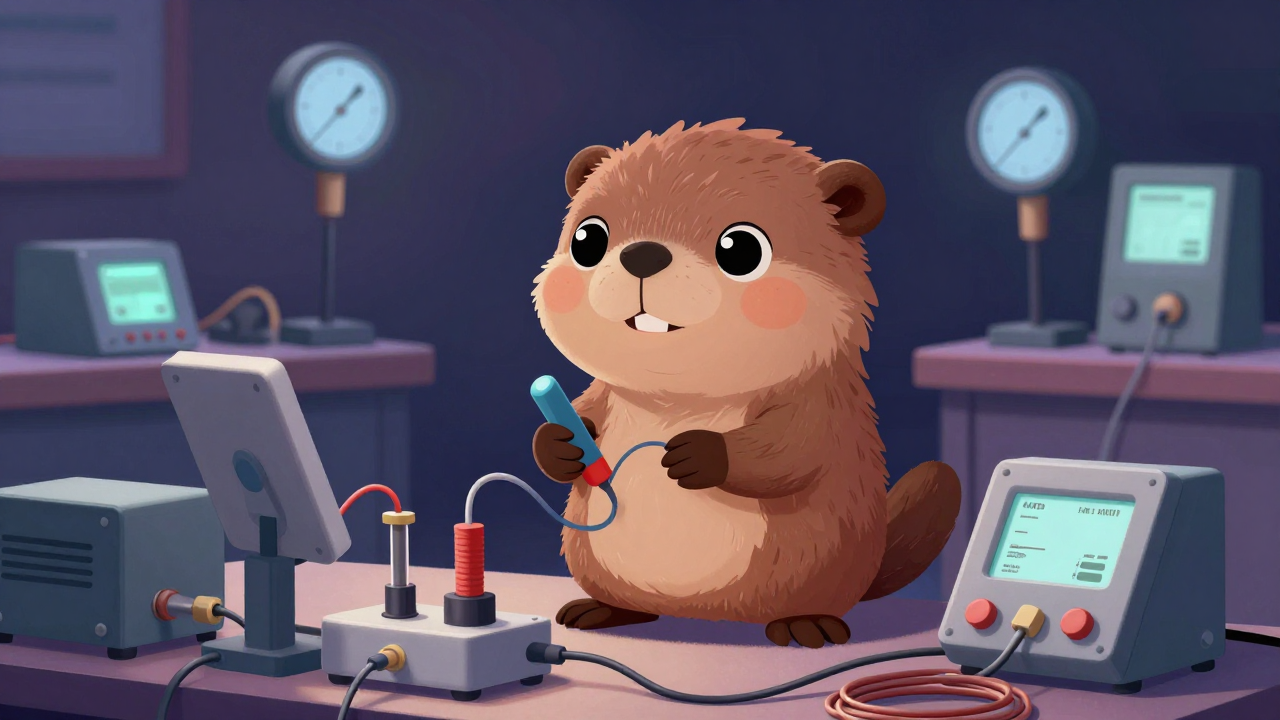 전선자재시험원 직업 종사자가 업무를 수행하는 모습