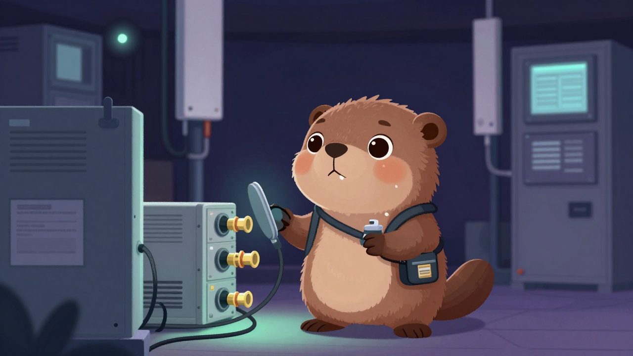 전송설비운용원 직업 종사자가 업무를 수행하는 모습