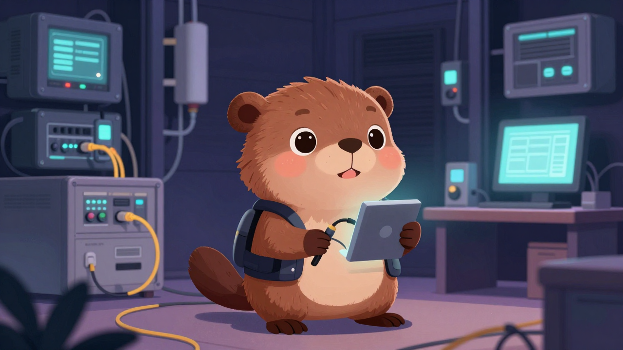 전송설비유지보수반장 직업 종사자가 업무를 수행하는 모습