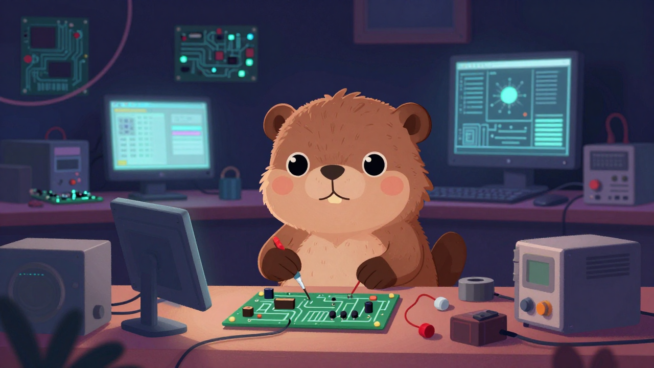 전자공학기술자 직업 종사자가 업무를 수행하는 모습