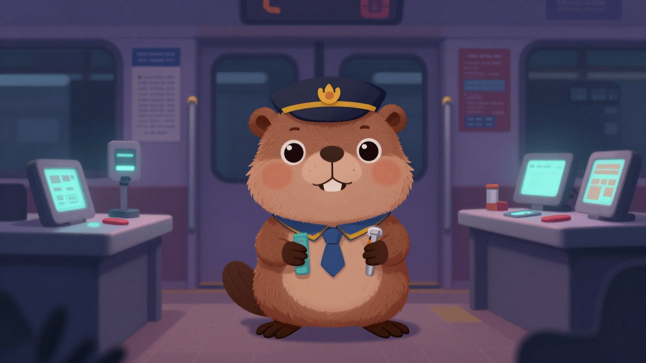 전철차장 직업 종사자가 업무를 수행하는 모습