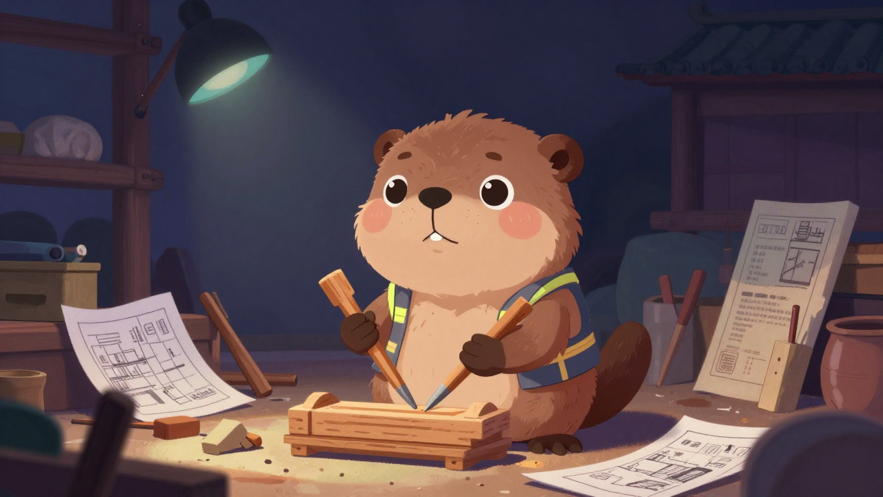 전통건축기능원 직업 종사자가 업무를 수행하는 모습