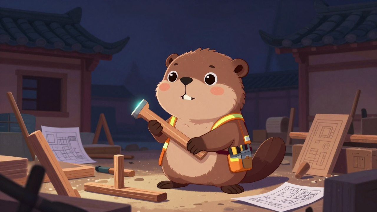 전통건축원 직업 종사자가 업무를 수행하는 모습