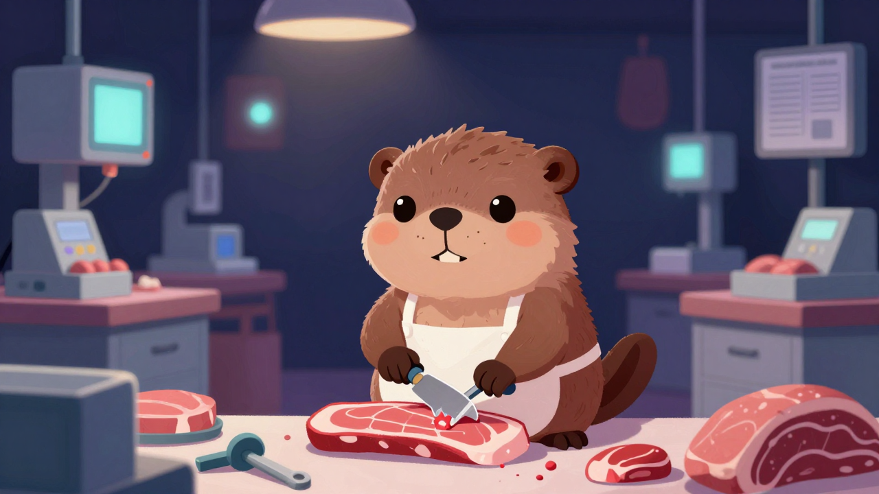 정육원 및 도축원 직업 종사자가 업무를 수행하는 모습