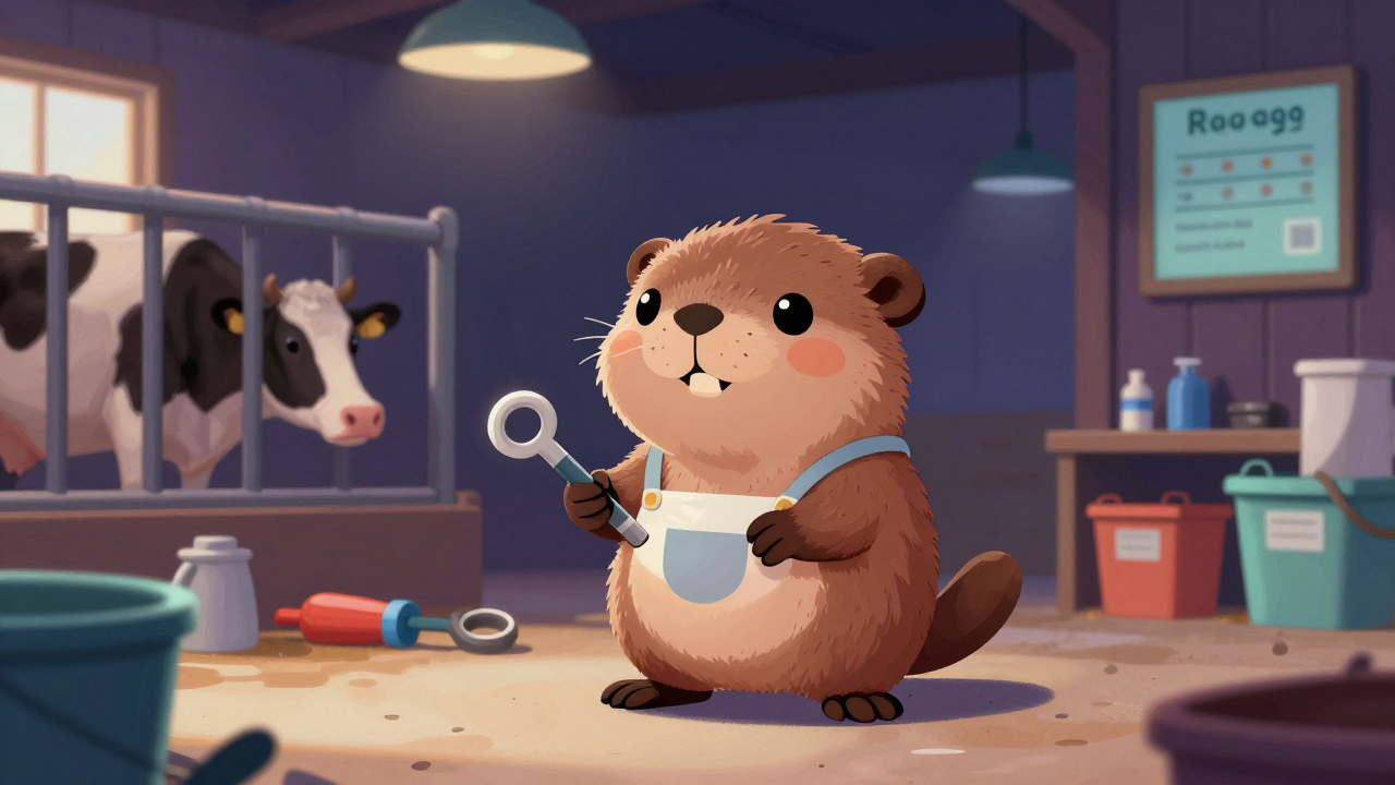 젖소사육사 직업 종사자가 업무를 수행하는 모습