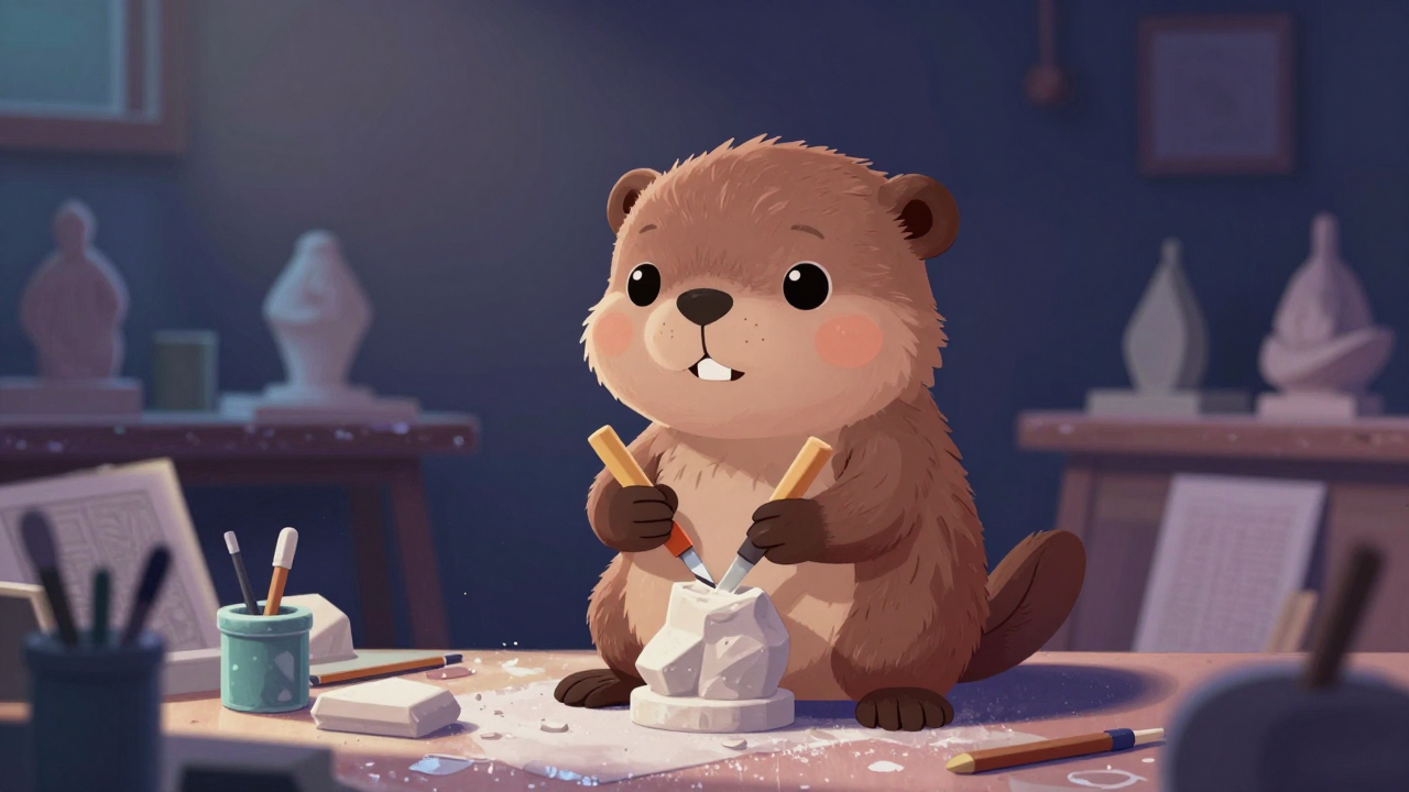 조각가 직업 종사자가 업무를 수행하는 모습