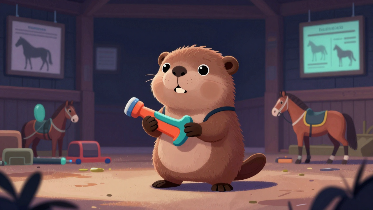 조교사 직업 종사자가 업무를 수행하는 모습