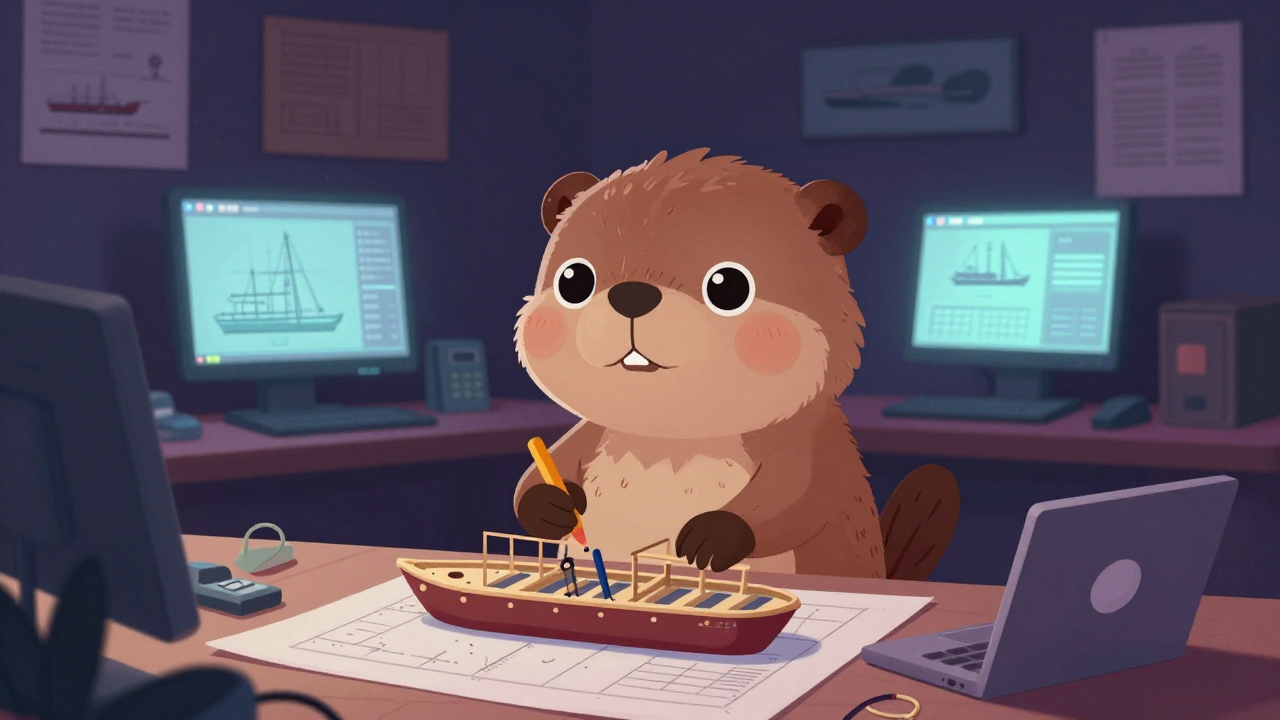 조선공학기술자 직업 종사자가 업무를 수행하는 모습