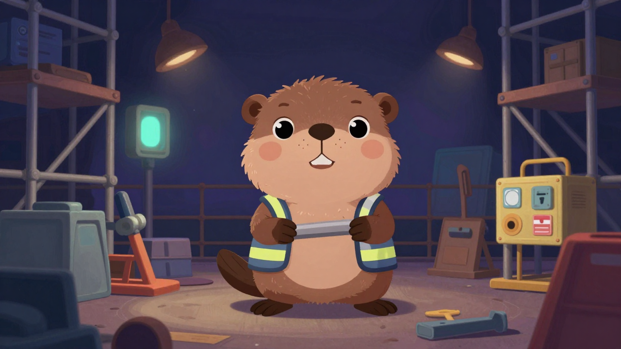 조선비계공 직업 종사자가 업무를 수행하는 모습