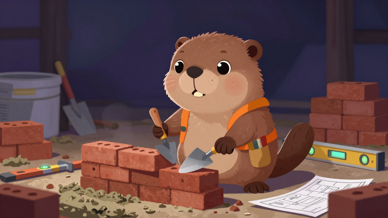 조적공 직업 종사자가 업무를 수행하는 모습