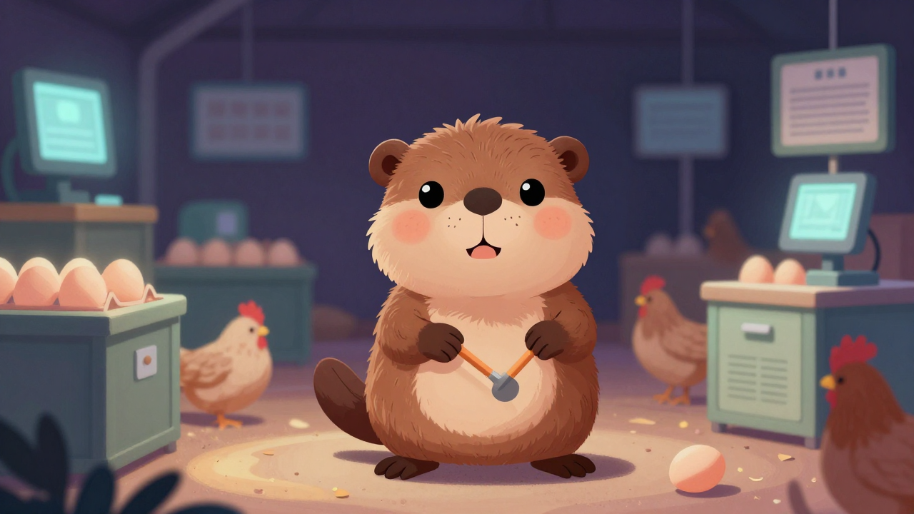 종계사육사 직업 종사자가 업무를 수행하는 모습