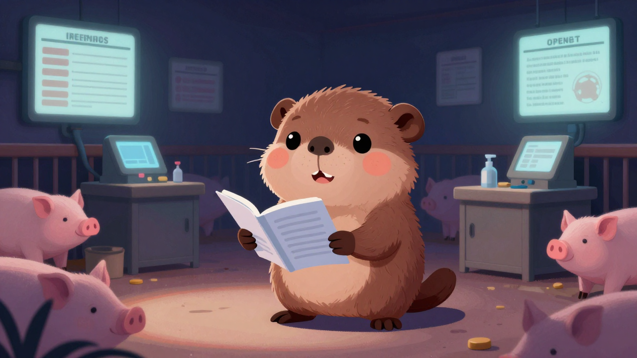 종돈사육사 직업 종사자가 업무를 수행하는 모습