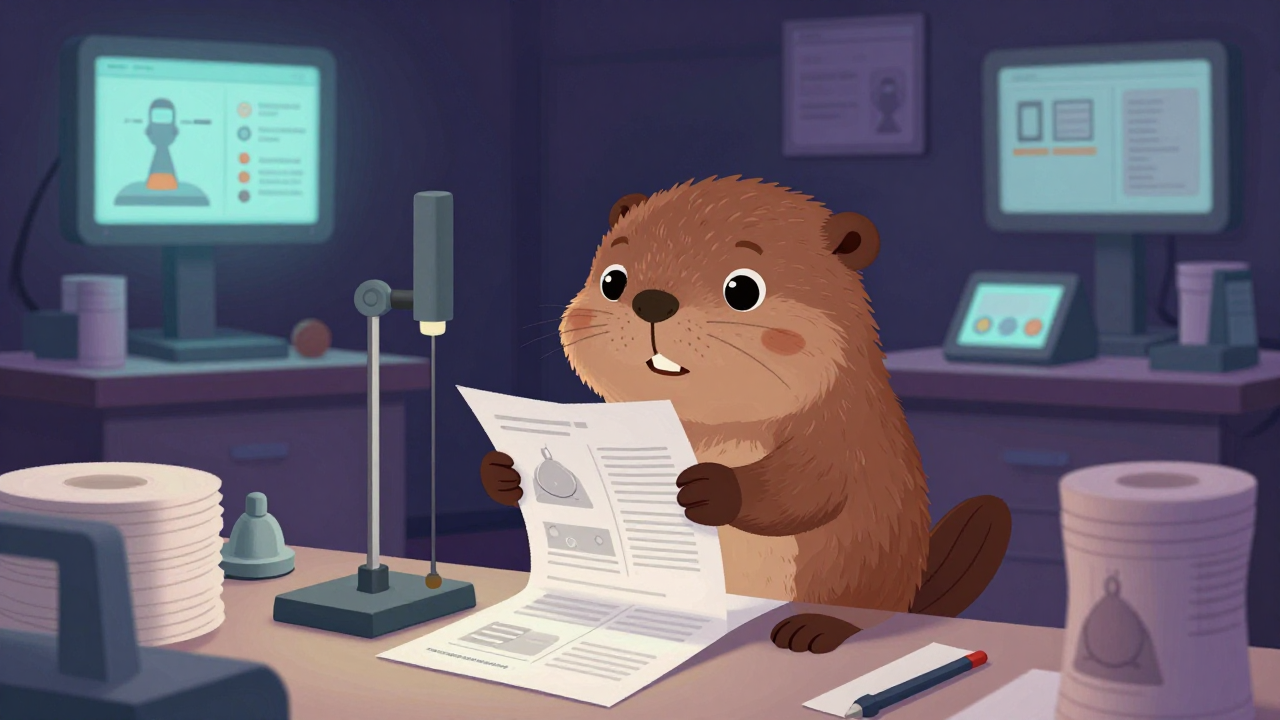 종이제품시험원 직업 종사자가 업무를 수행하는 모습