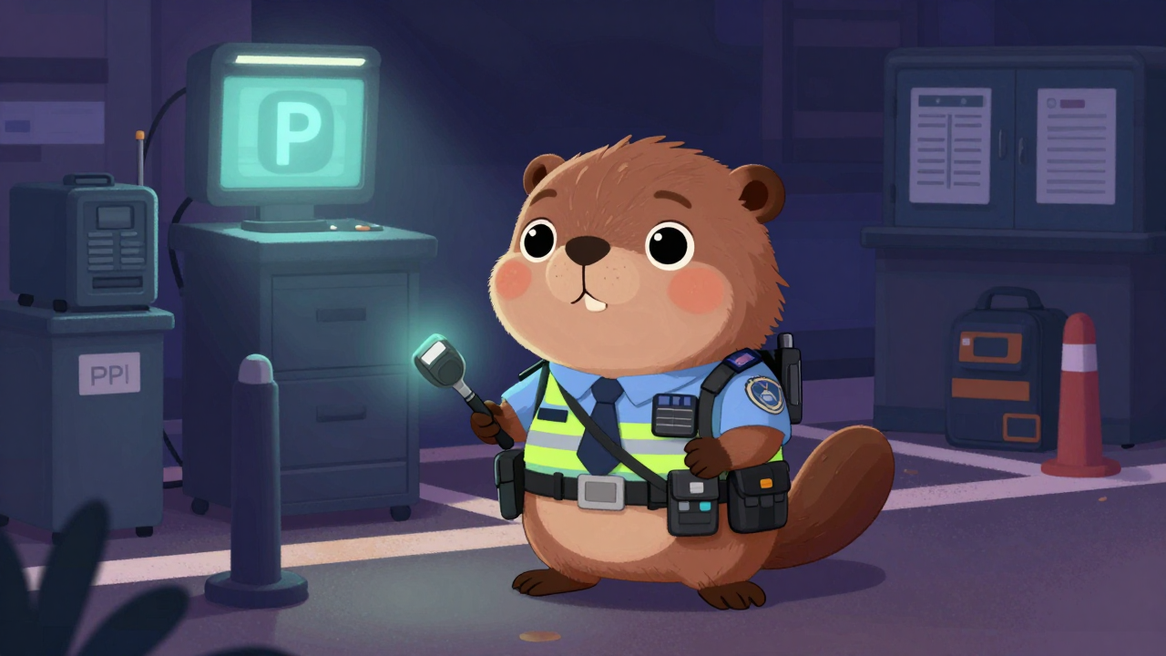 주정차계도원 직업 종사자가 업무를 수행하는 모습