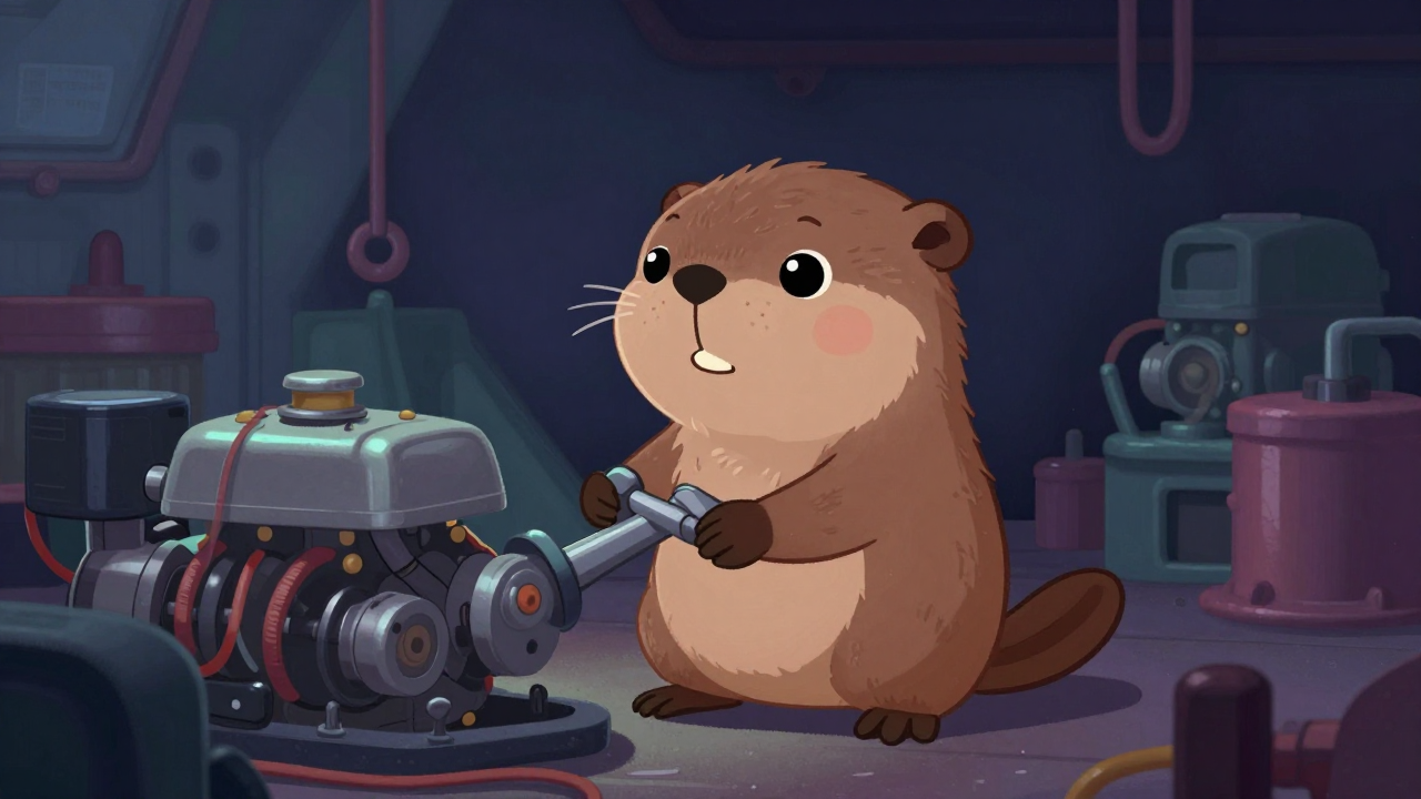 준설선내연기관수리원 직업 종사자가 업무를 수행하는 모습