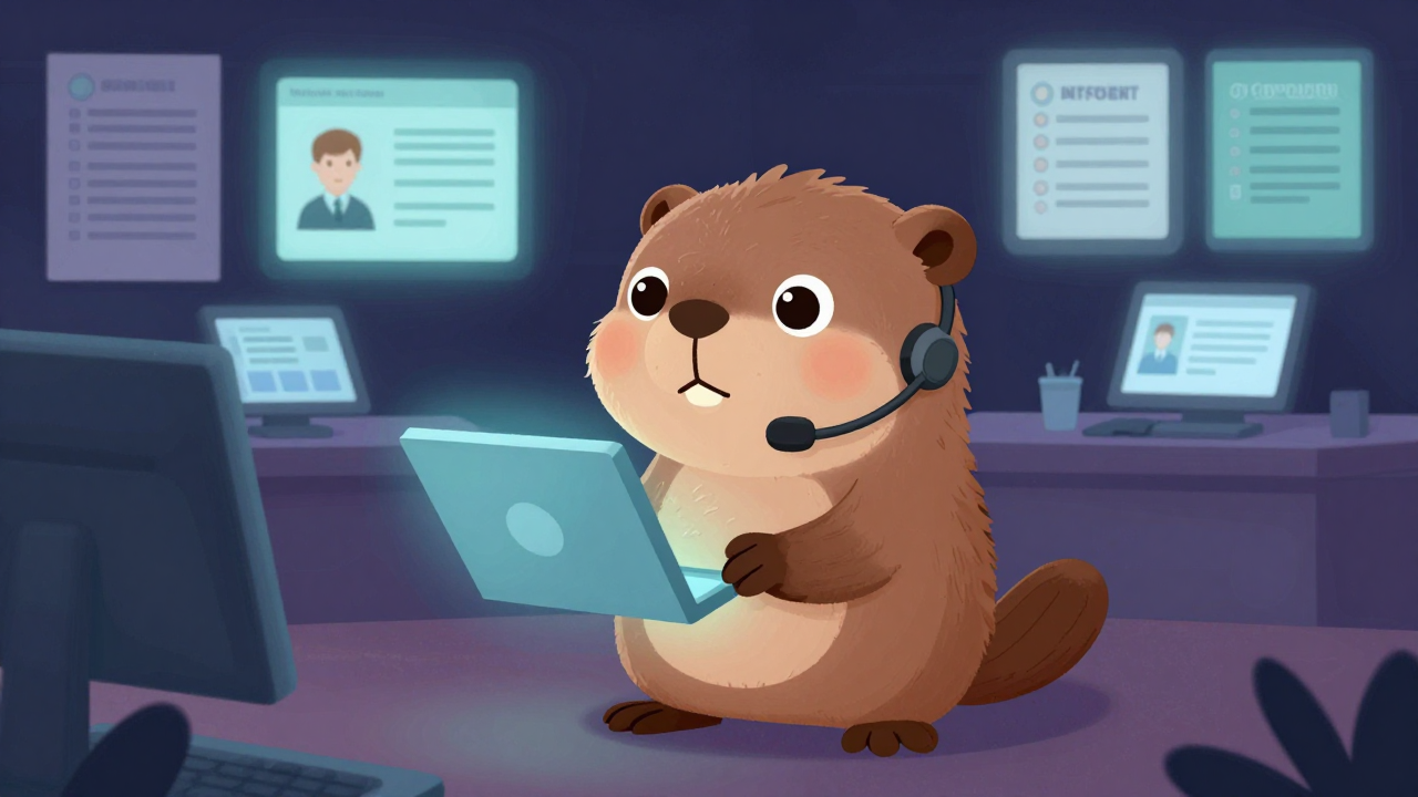 증권사고객센터상담원 직업 종사자가 업무를 수행하는 모습