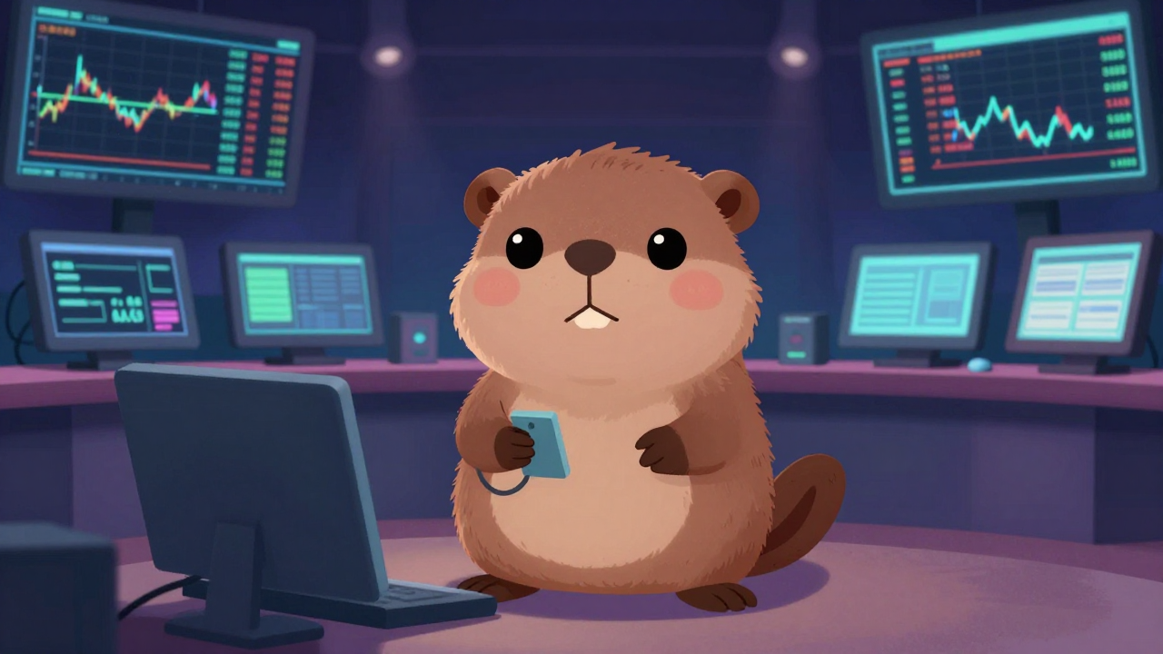 증권시황방송원 직업 종사자가 업무를 수행하는 모습