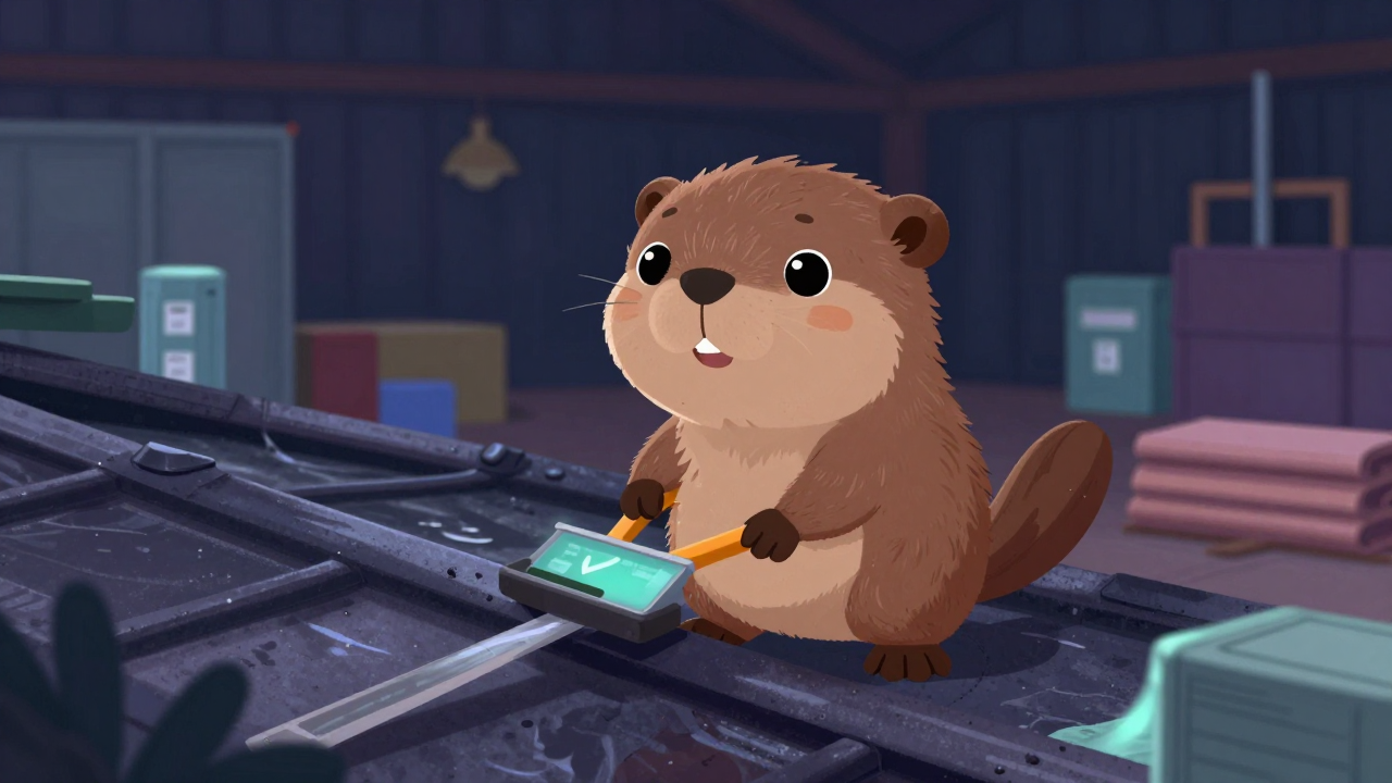 지붕잇기공 직업 종사자가 업무를 수행하는 모습