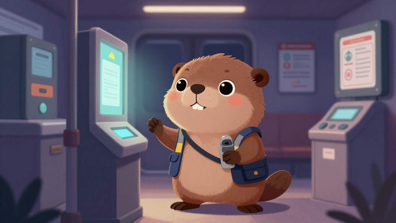 지하철도우미 직업 종사자가 업무를 수행하는 모습