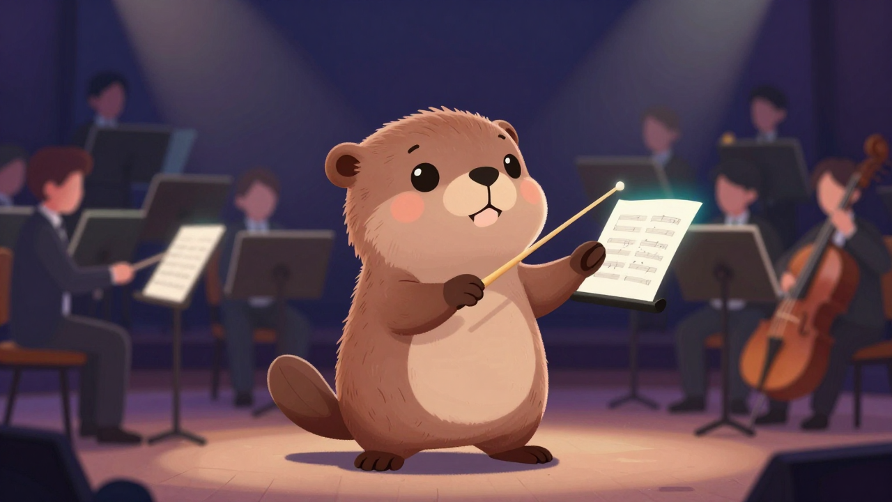 지휘자 직업 종사자가 업무를 수행하는 모습