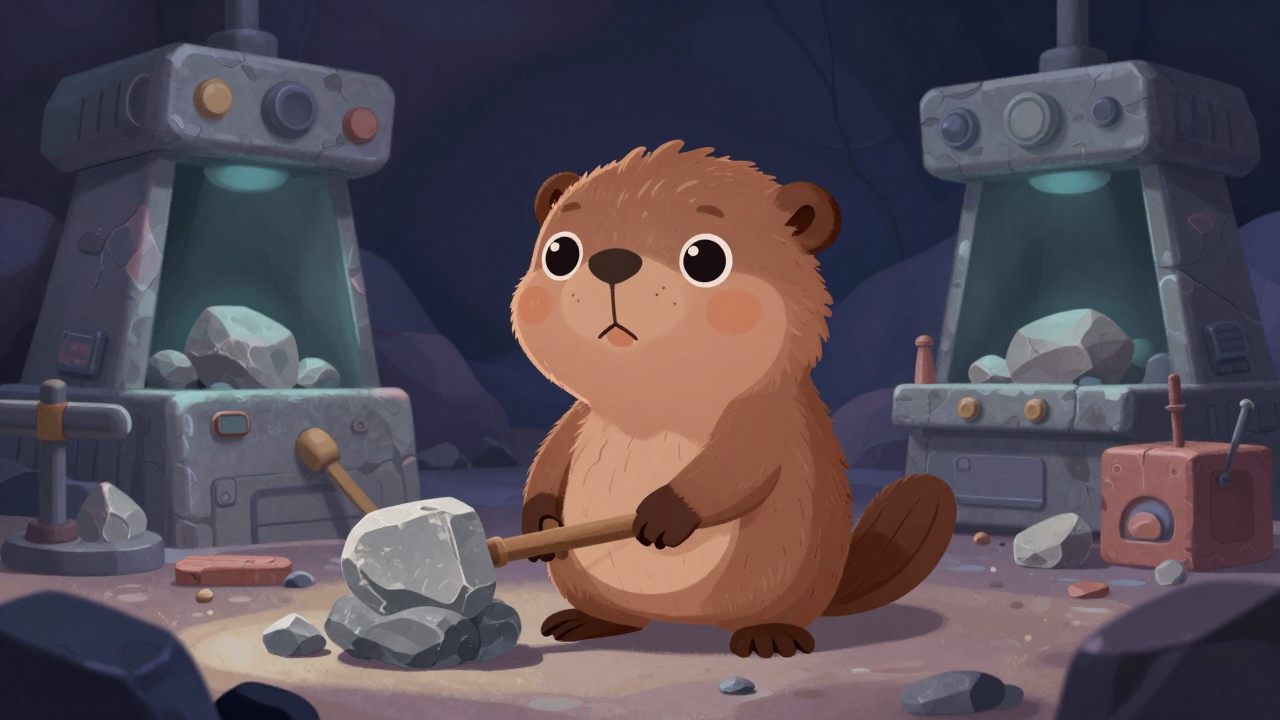 채석장석수 직업 종사자가 업무를 수행하는 모습