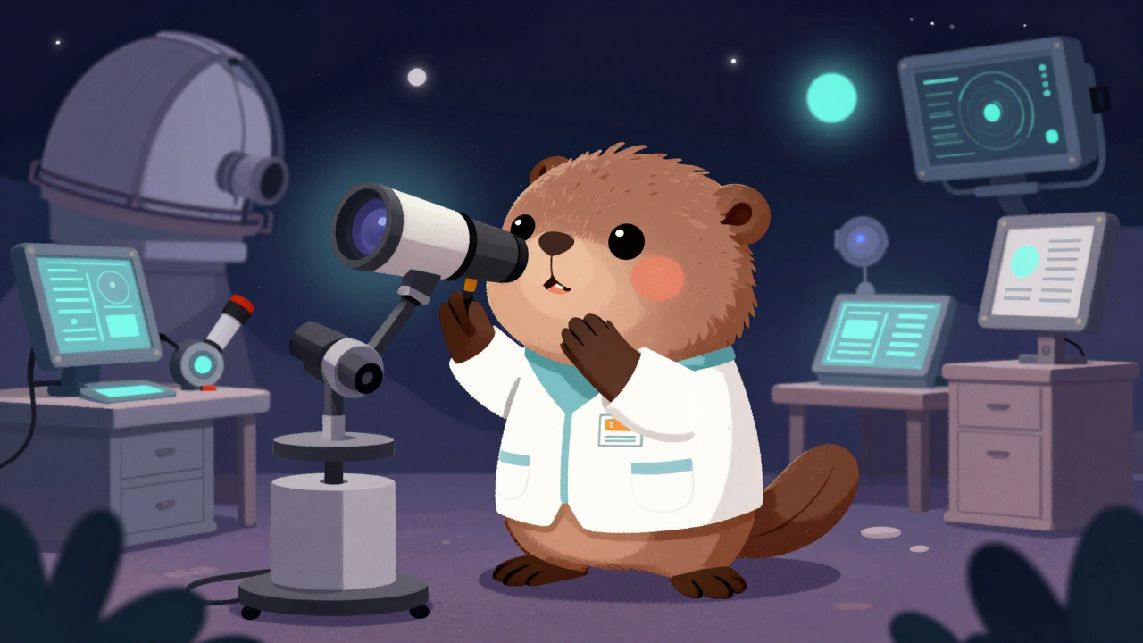 천문학연구원 직업 종사자가 업무를 수행하는 모습