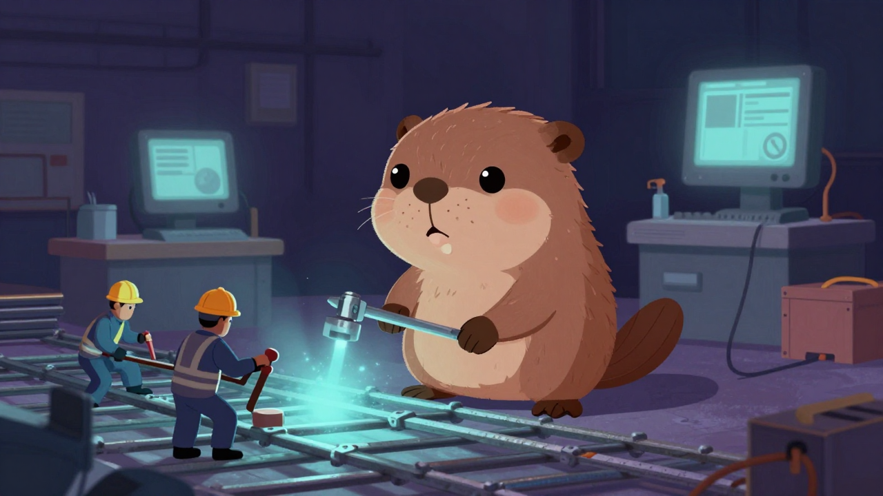 철골바닥재조립반장 직업 종사자가 업무를 수행하는 모습