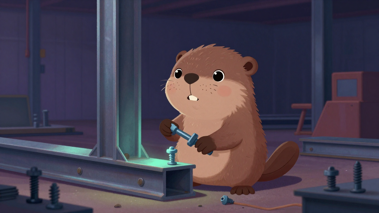 철골조립원 직업 종사자가 업무를 수행하는 모습