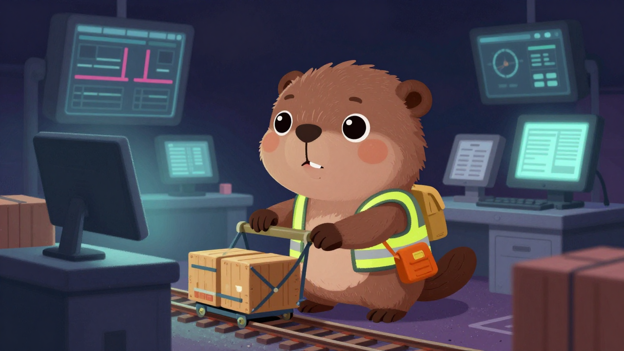 철도수송원 직업 종사자가 업무를 수행하는 모습