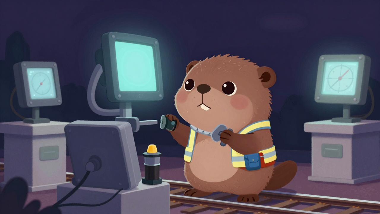 철도차량시운전원 직업 종사자가 업무를 수행하는 모습