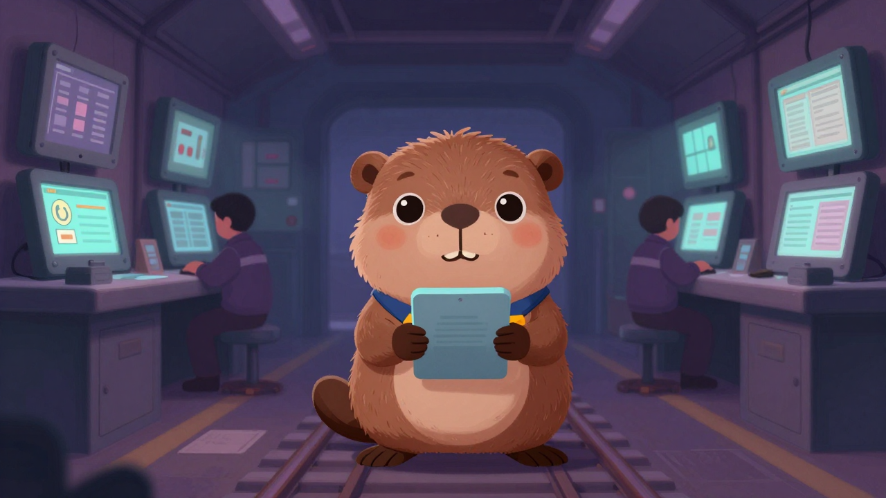 철도차량전기반장 직업 종사자가 업무를 수행하는 모습