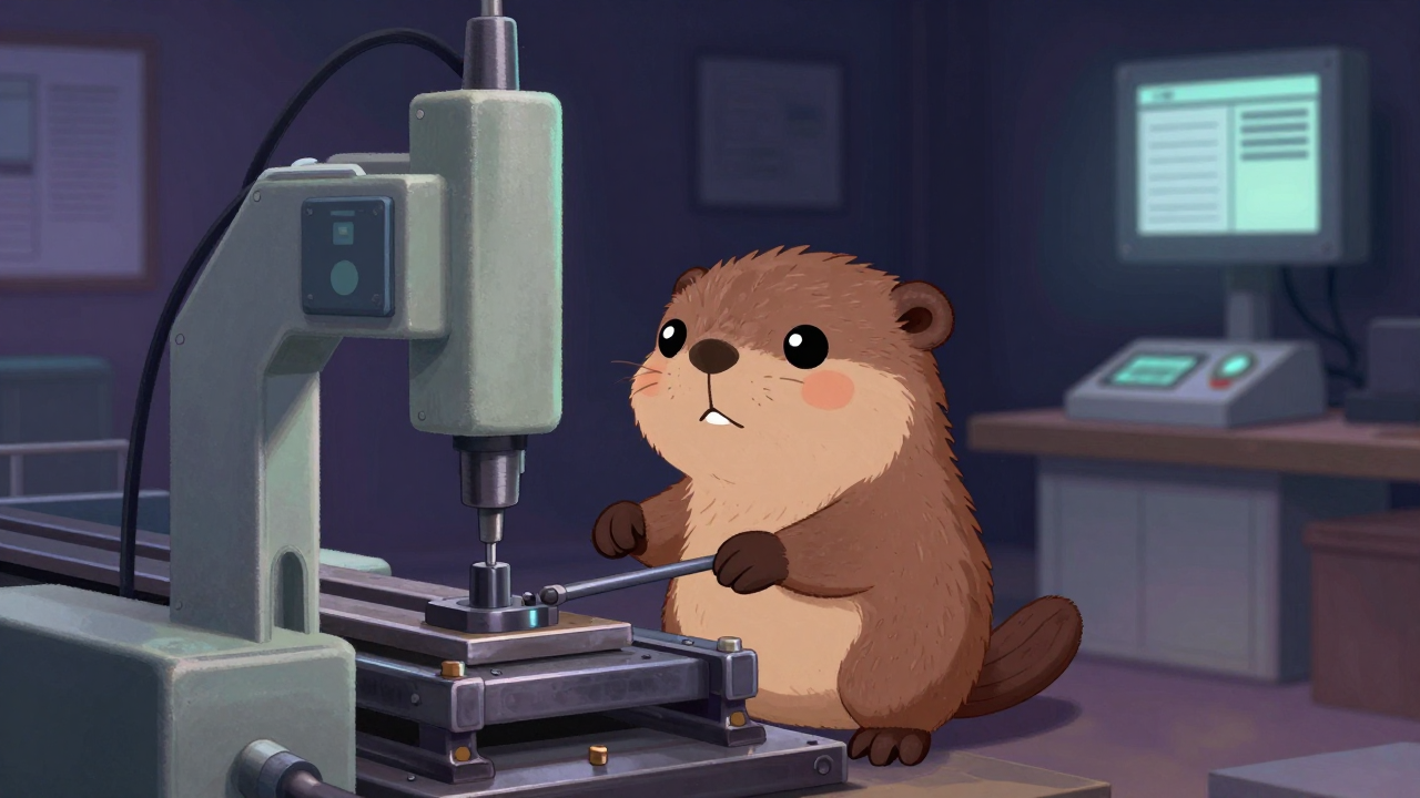 철재판부착기조작원 직업 종사자가 업무를 수행하는 모습