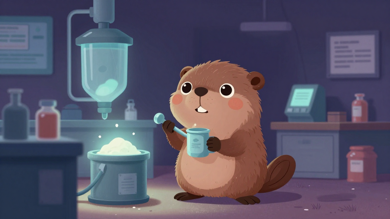 첨가물제조원 직업 종사자가 업무를 수행하는 모습