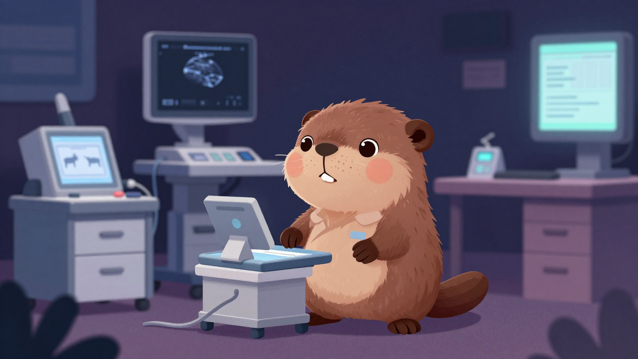 초음파육질진단사 직업 종사자가 업무를 수행하는 모습