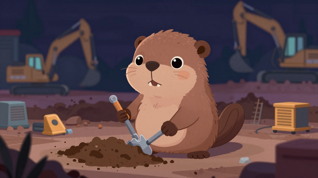 축로공 직업 종사자가 업무를 수행하는 모습