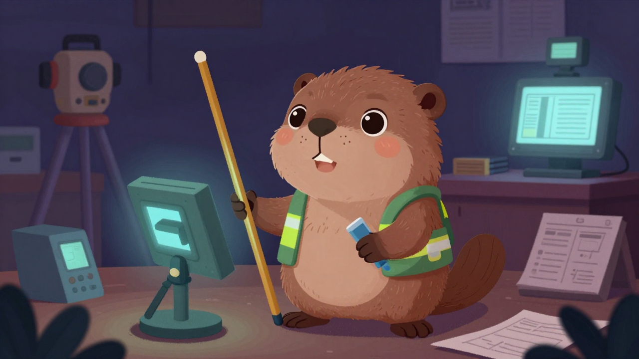 측량보조원(일반) 직업 종사자가 업무를 수행하는 모습