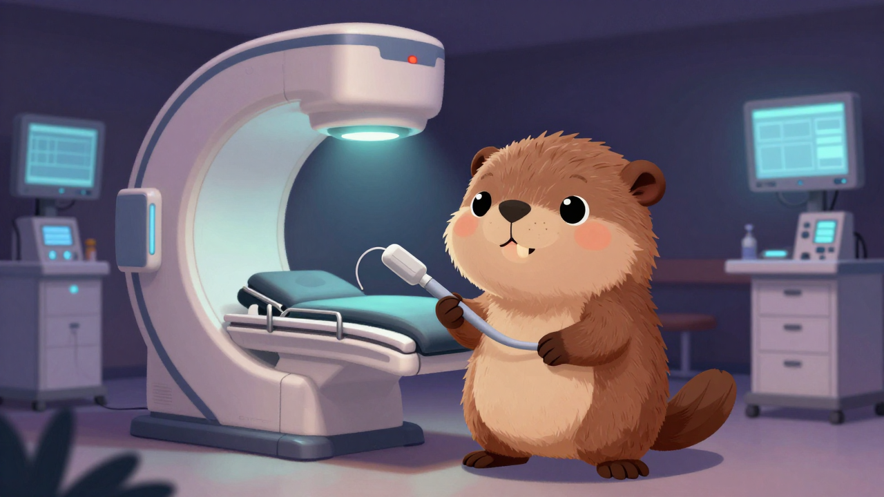 치료방사선사 직업 종사자가 업무를 수행하는 모습