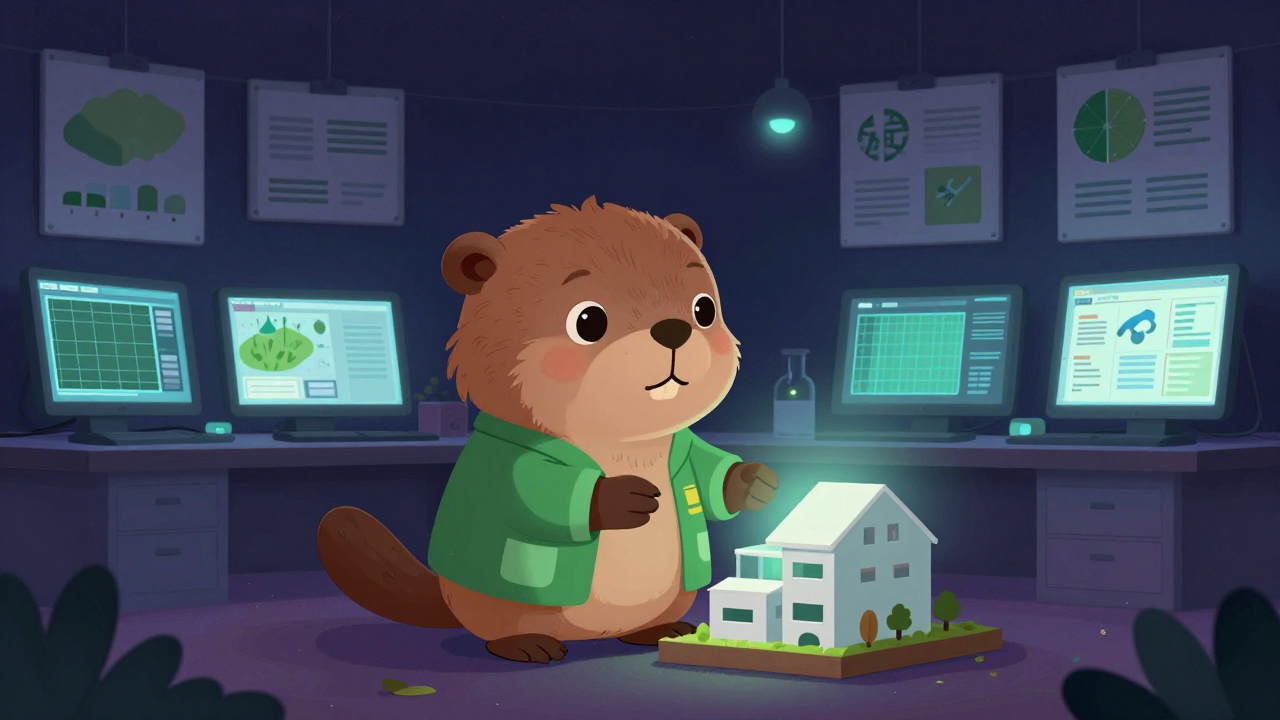 친환경건축연구원 직업 종사자가 업무를 수행하는 모습