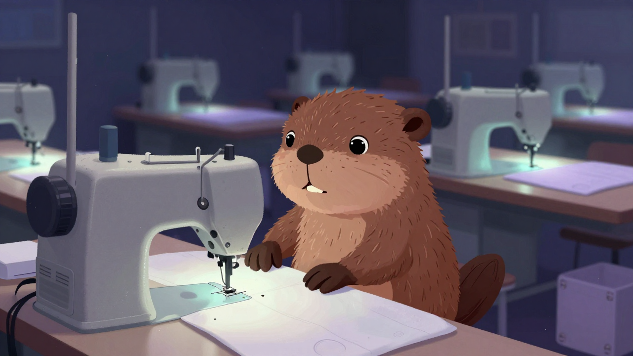 침구재봉사 직업 종사자가 업무를 수행하는 모습