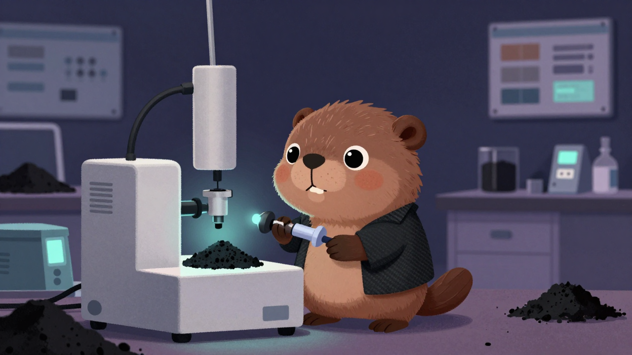 카본블랙시험분석원 직업 종사자가 업무를 수행하는 모습