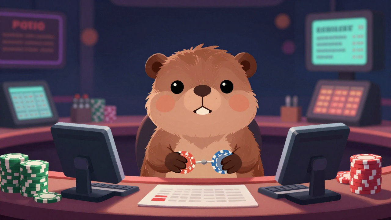 카지노출납원 직업 종사자가 업무를 수행하는 모습