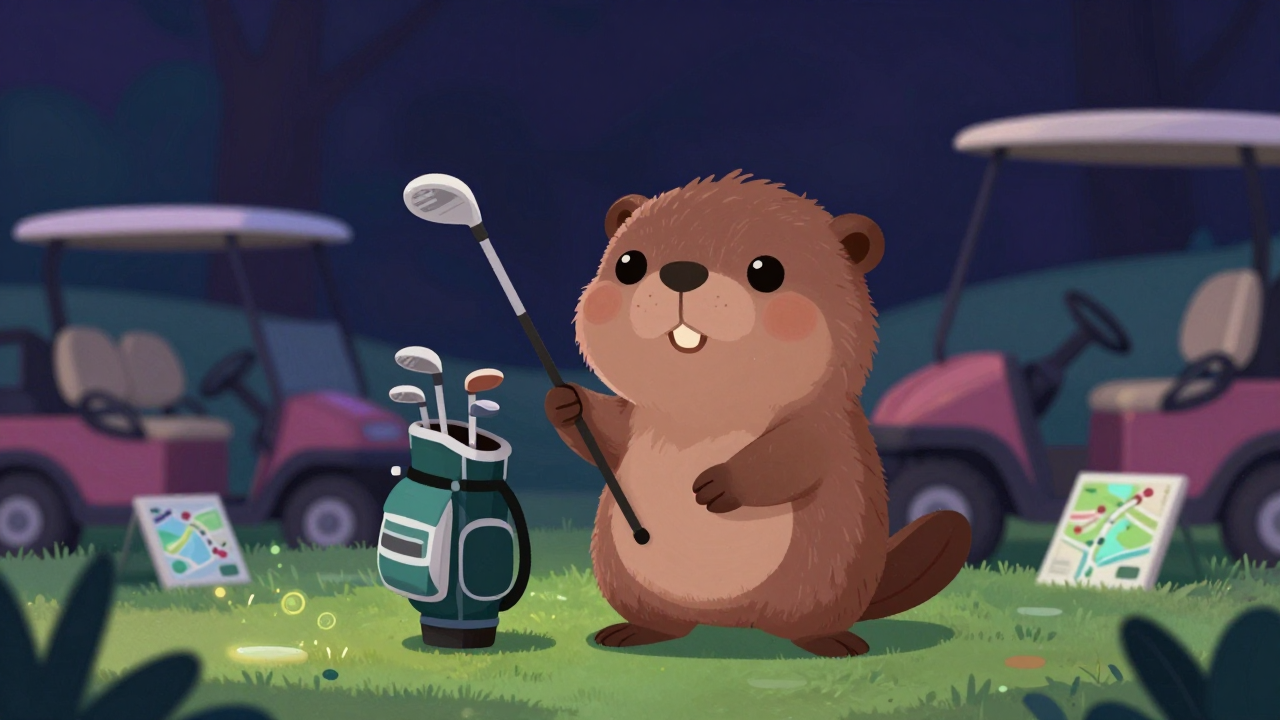 캐디 직업 종사자가 업무를 수행하는 모습