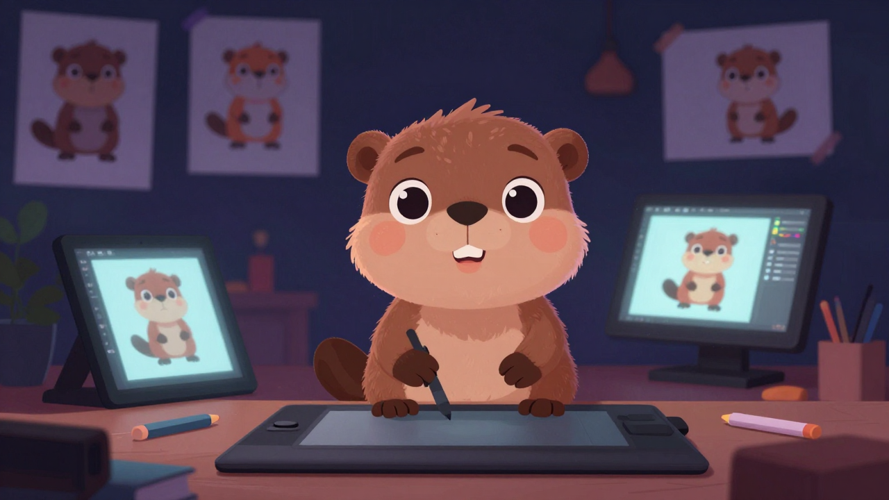 캐릭터디자이너 직업 종사자가 업무를 수행하는 모습