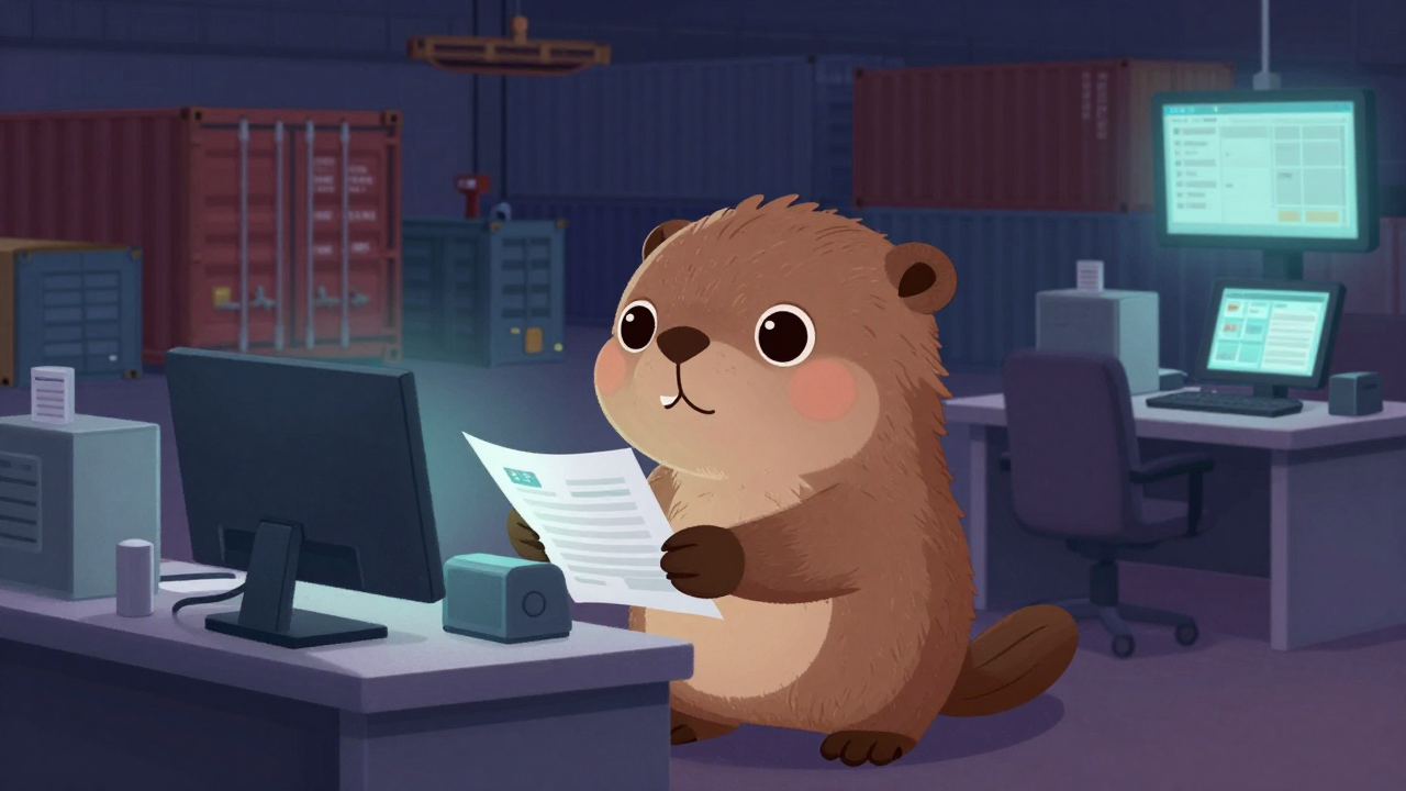 컨테이너화물집하장운영관리자 직업 종사자가 업무를 수행하는 모습