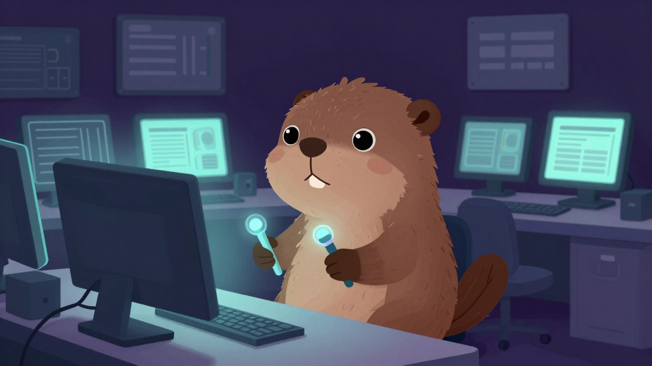 컴퓨터고장상담원 직업 종사자가 업무를 수행하는 모습