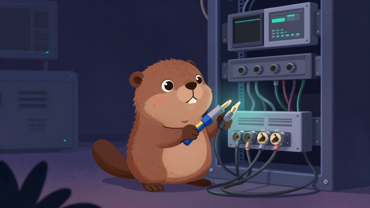 케이블방송단말기설치원 직업 종사자가 업무를 수행하는 모습