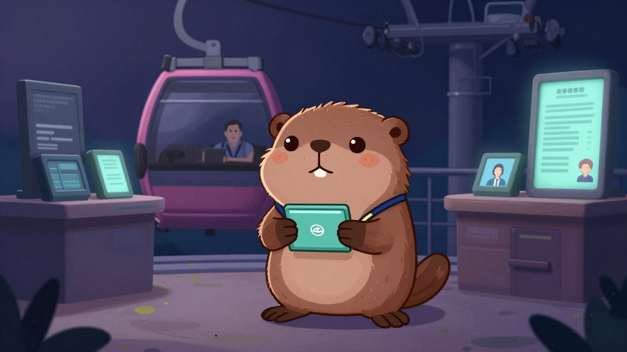 케이블카안내원 직업 종사자가 업무를 수행하는 모습