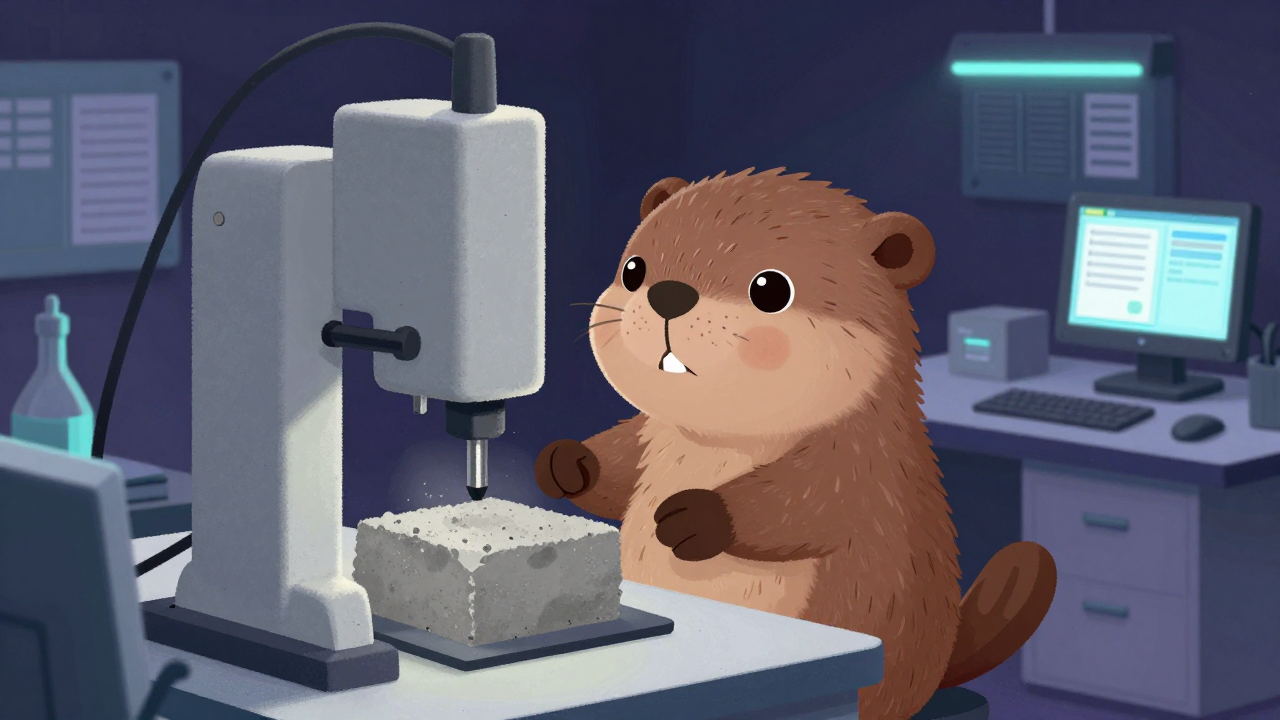 콘크리트시험원 직업 종사자가 업무를 수행하는 모습